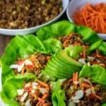 vegan lettuce wraps with beefy crumbles