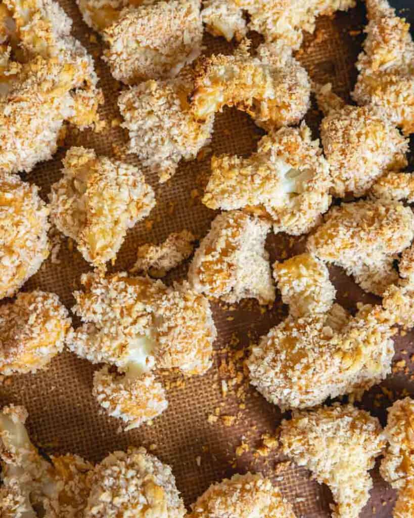 crispy cauliflower just out of the oven