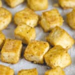 crispy baked tofu just out of the oven