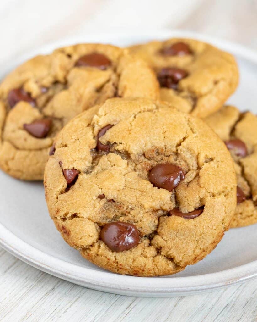 chocolate chip cookies for two on a plate